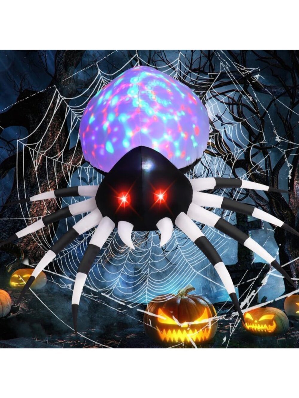 🎃6 FT Height Halloween Inflatables Outdoor Spider with Magic with LED Light